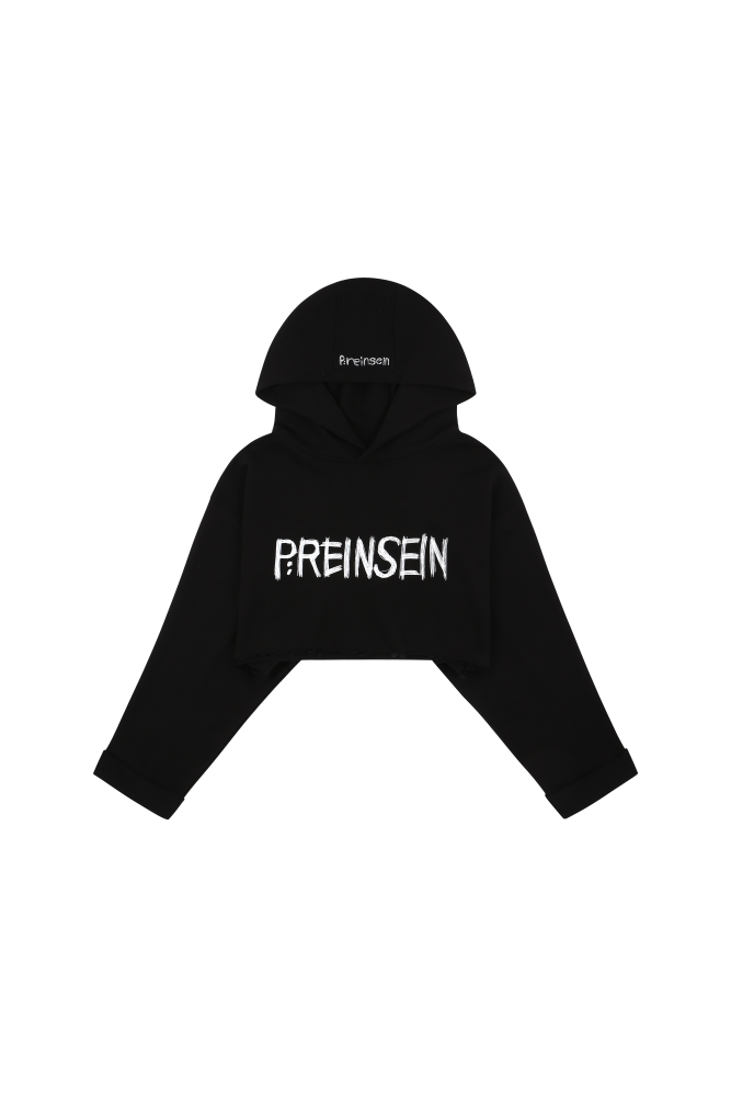 Reinsein doodle raw-edge crop hoodie
