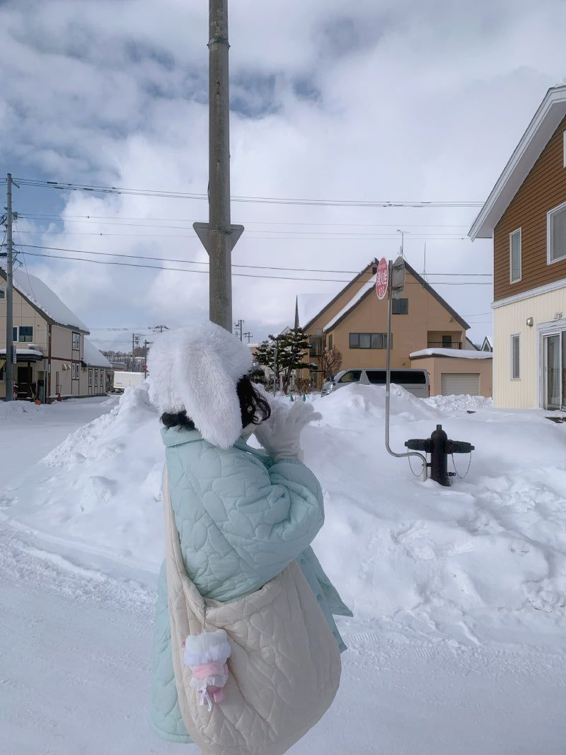 white bunny fur hat