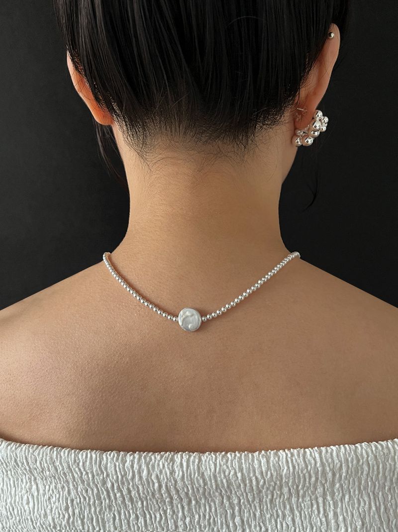 Flat Pearl Dew Drop Necklace 3Color