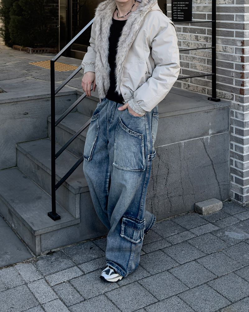 Morik Utility Pocket Wide Denim Pants