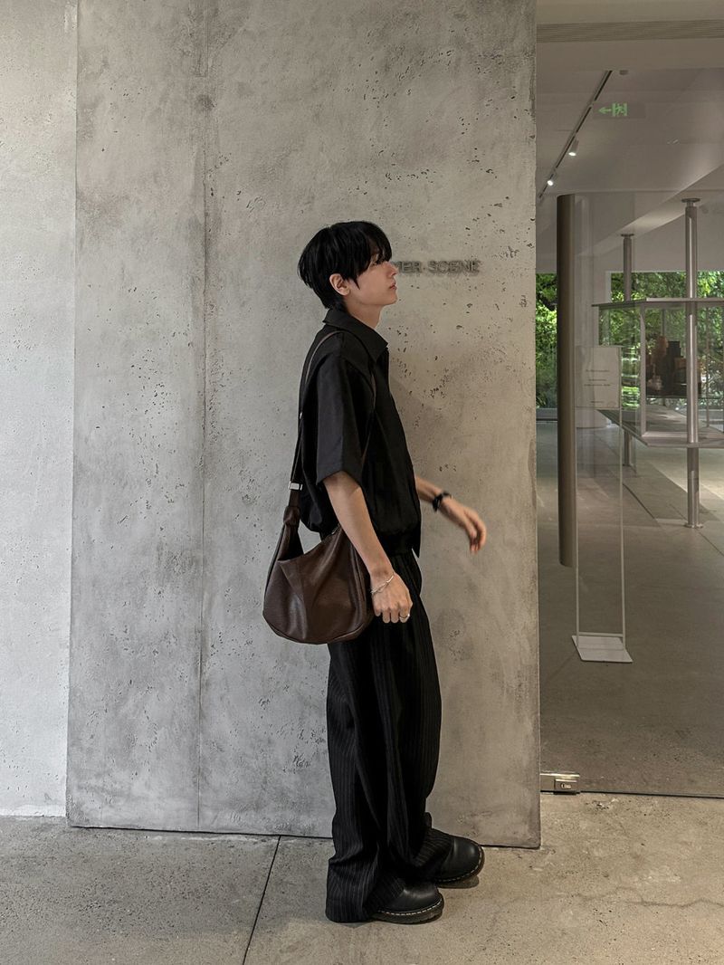 Pintuck Pinstripe Wide Balloon Fit Slacks