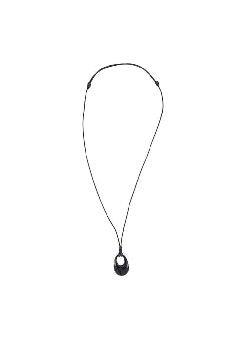Formica Oval Leather Strap Necklace
