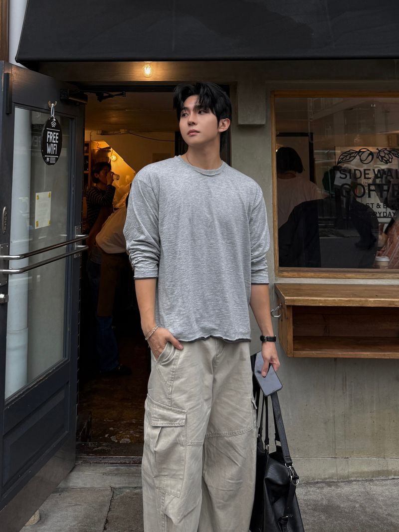 マティ スラブ カット ロングスリーブ Tシャツ