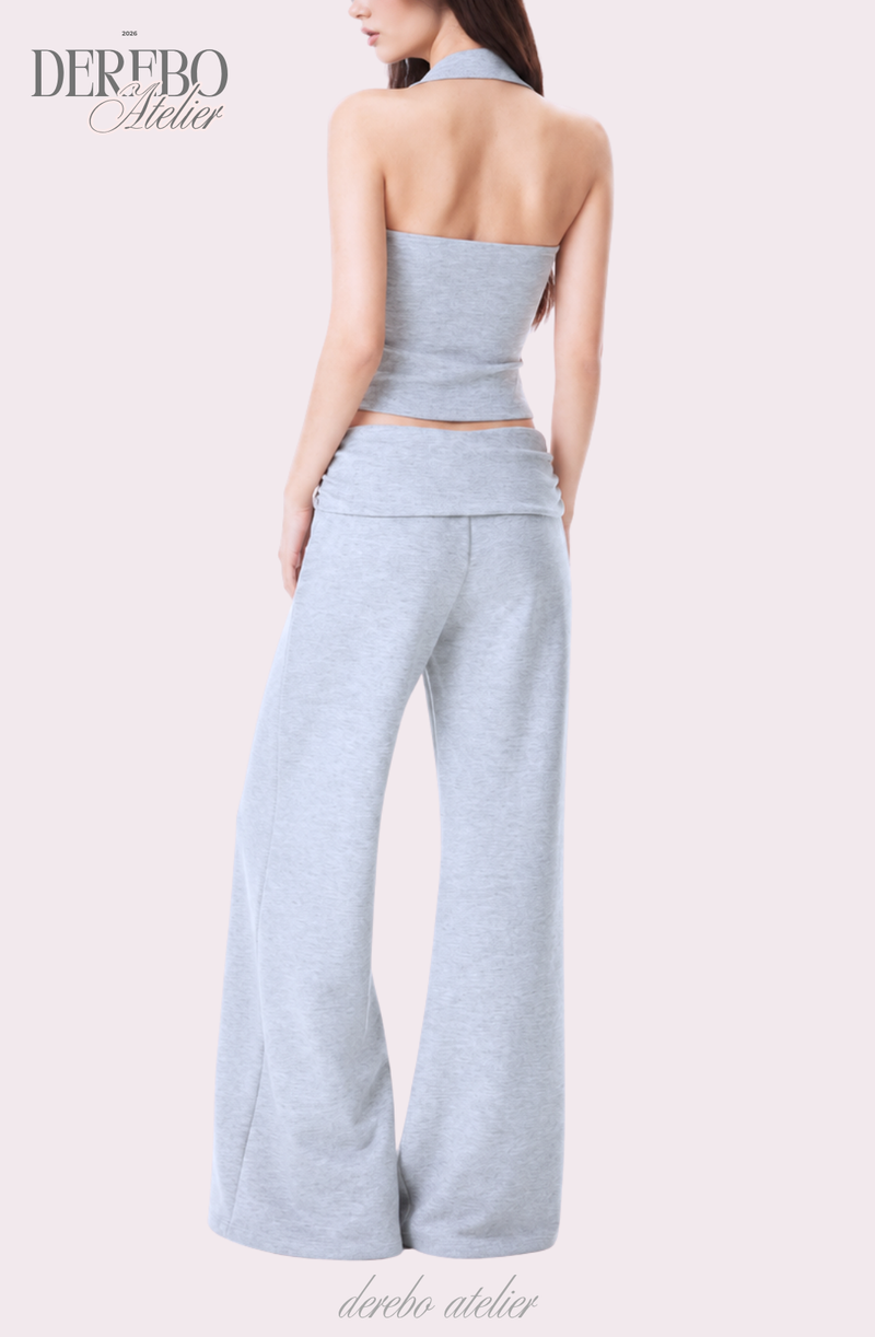 Object Sleeveless Flare Pants Sweat Suit Set (SET)