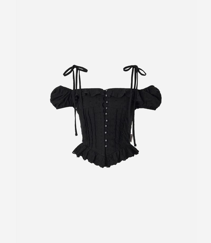 ROSÉ 2 Off-Shoulder Pintuck Lace Blouse