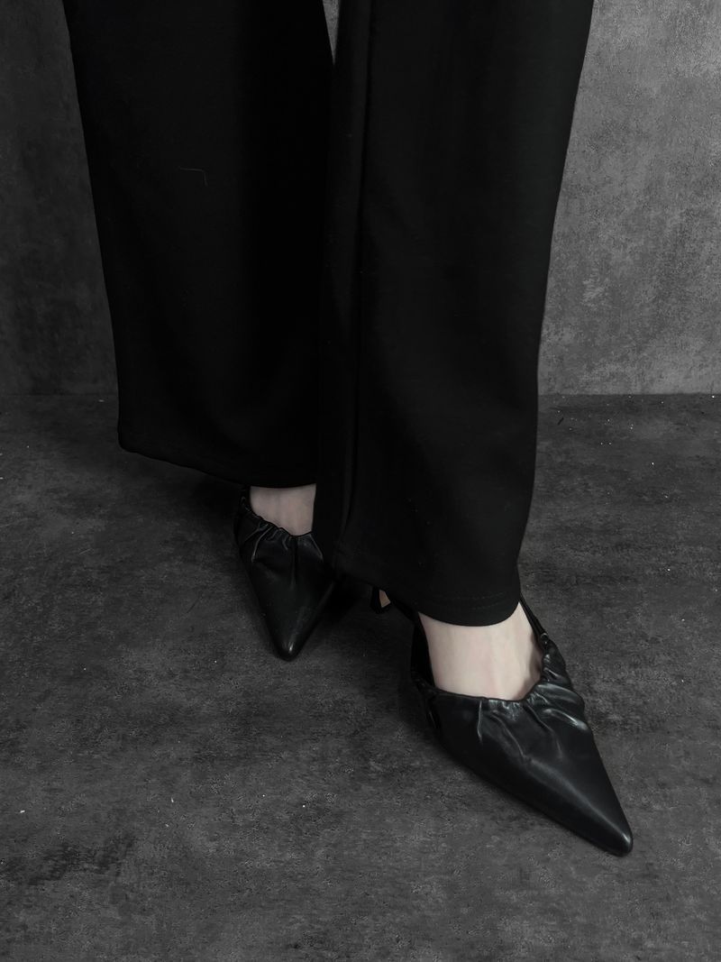 shirring leather stiletto heels (2color)