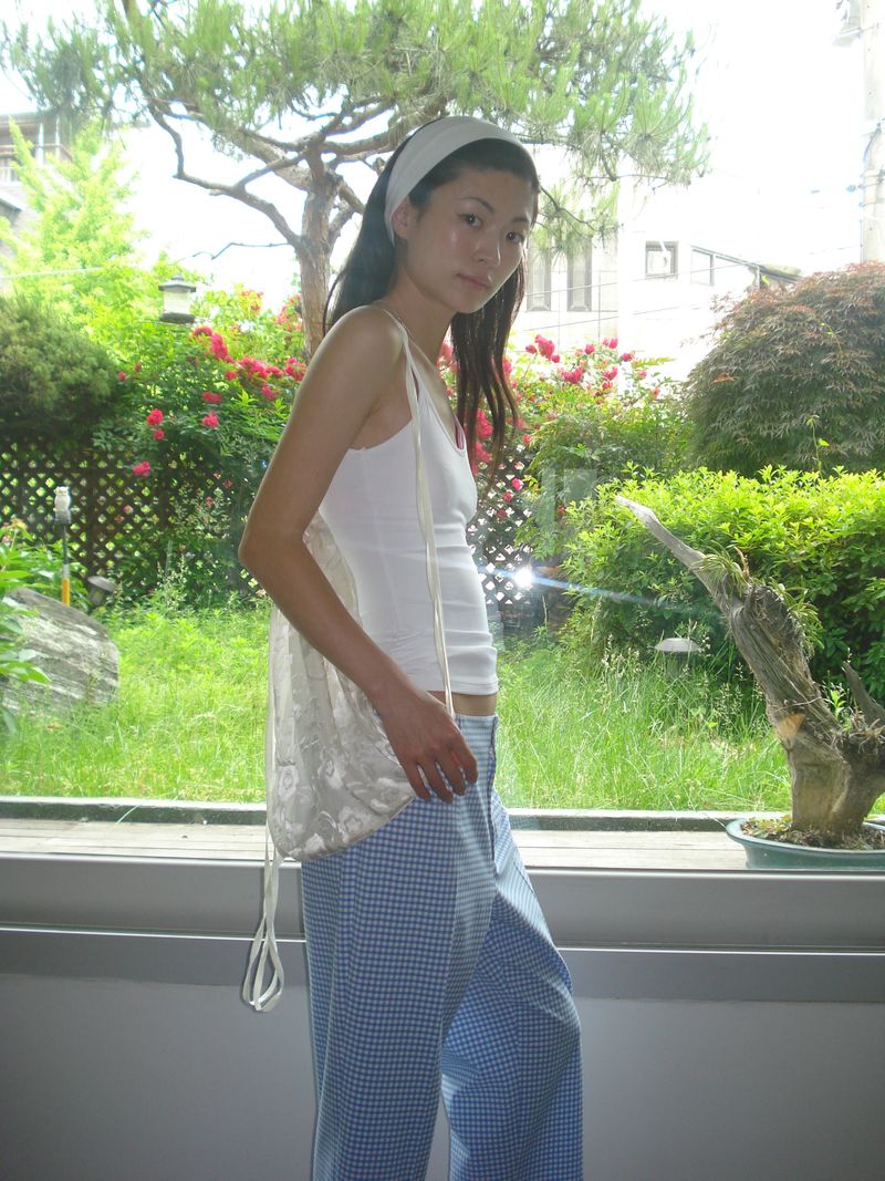 Sheer flower silk string bag