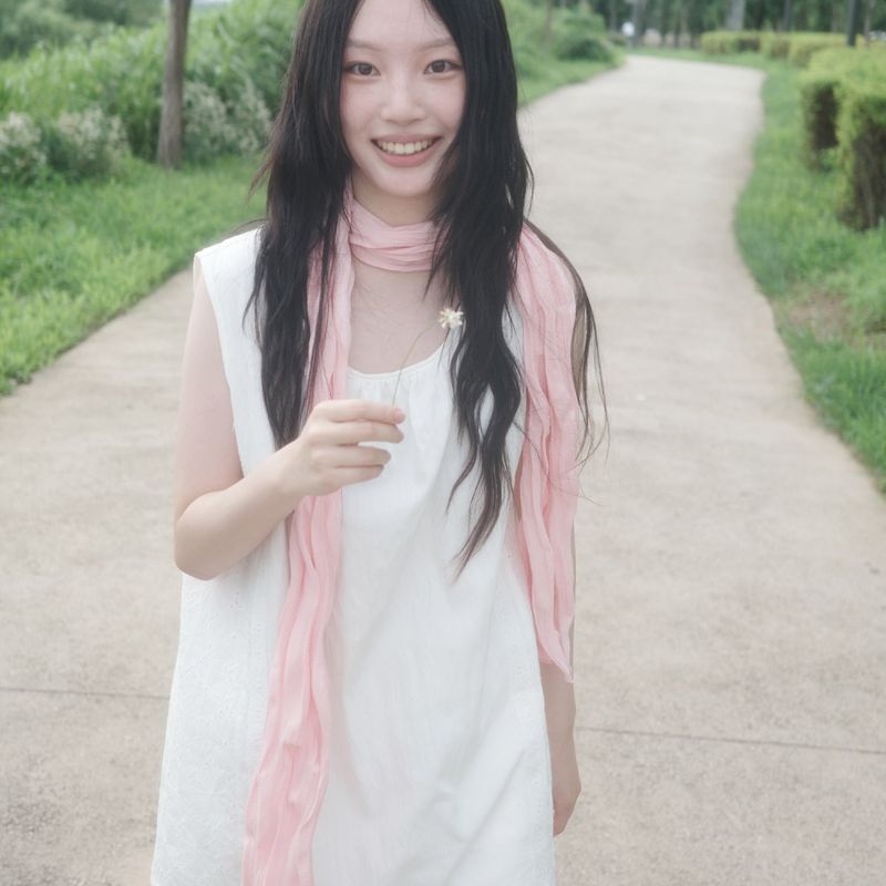 KOOKEESEE（クキシ）の「Wave Crinkled Long Scarf (pink)（Fashion Accessories）」
