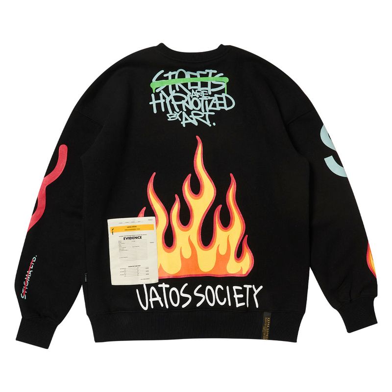 FIRE OVERSIZED CREWNECK BLACK / IVORY
