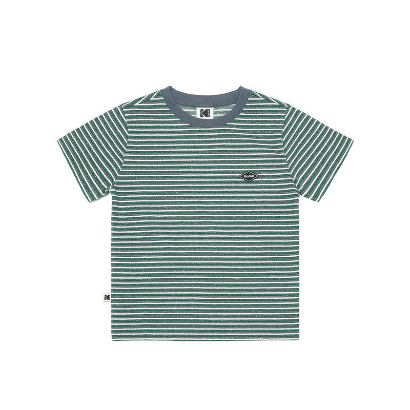 KODAK(コダック)の「(Women) Rainbow Stripe Short-Sleeved T-shirt【GREEN】(Tops)」