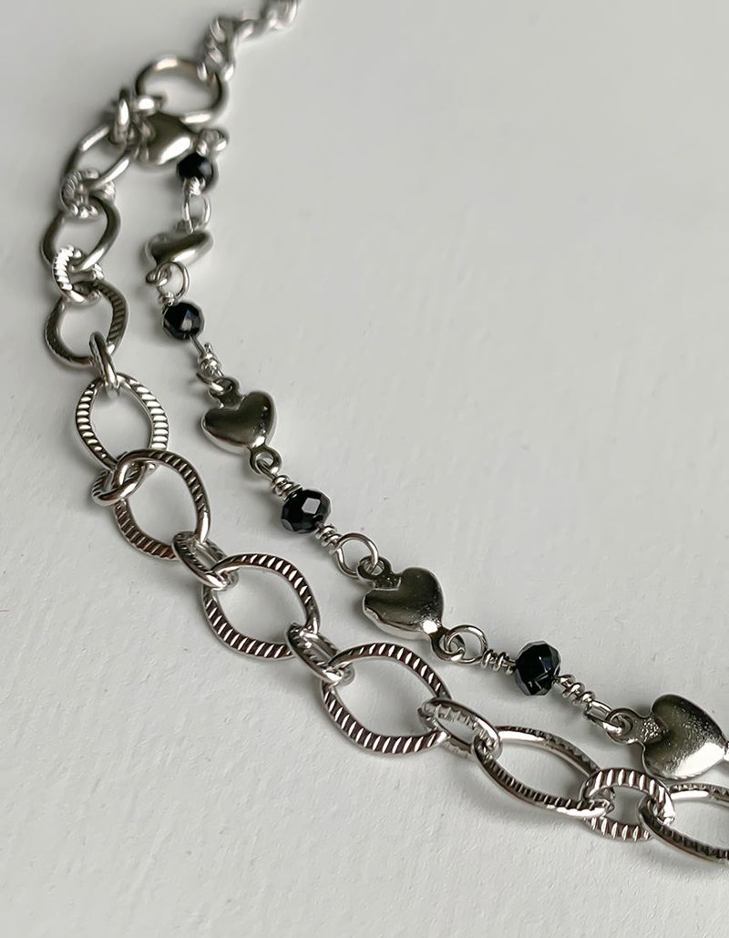 Layered heart chain bracelet
