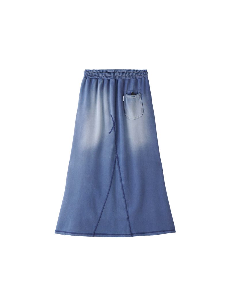 BASIC DAMAGE WASHING DENIM SWEATSKIRT (BLUE)