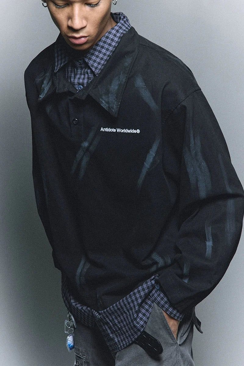 ANTIDOTE（アンチドート）の「Layered Plaid Paint-Splatter Shirt Jacket（Jackets/Outerwear）」