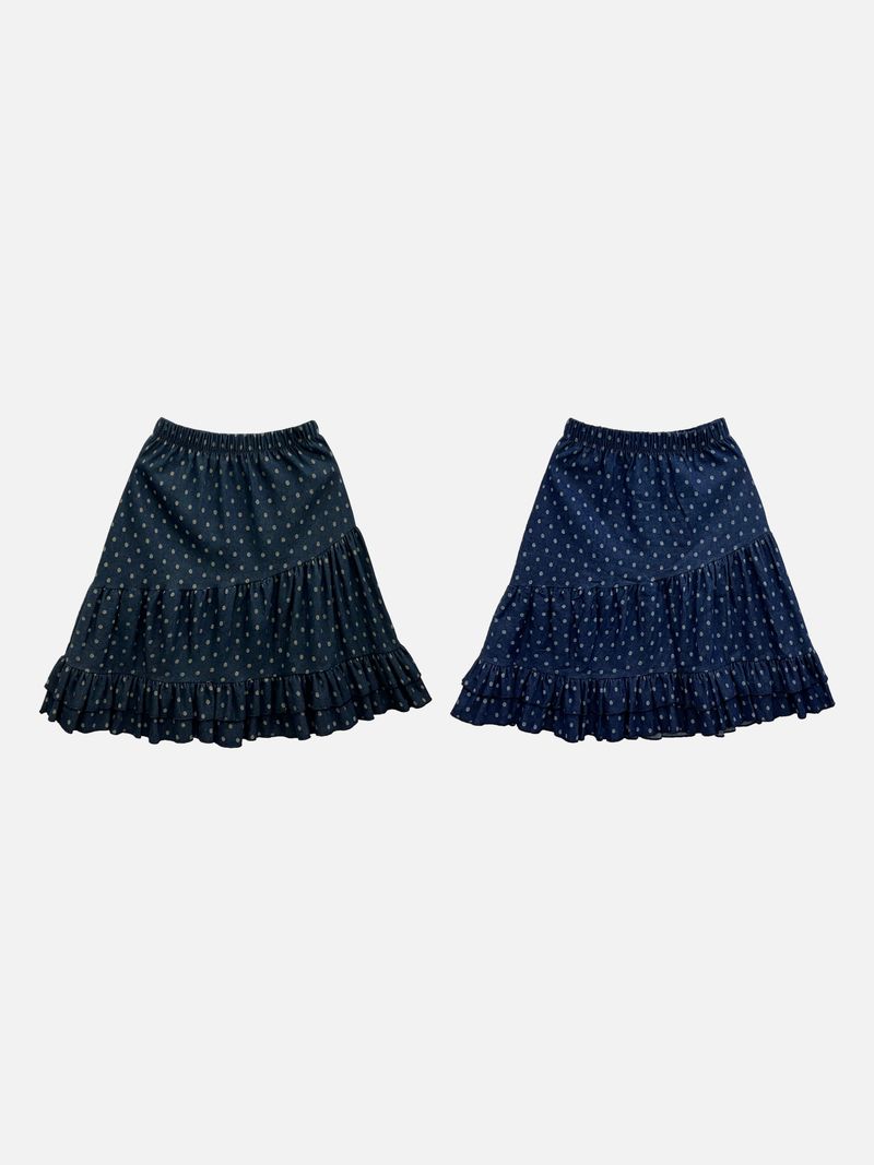 Lily Dot Unbalanced Denim Skirt (2c)