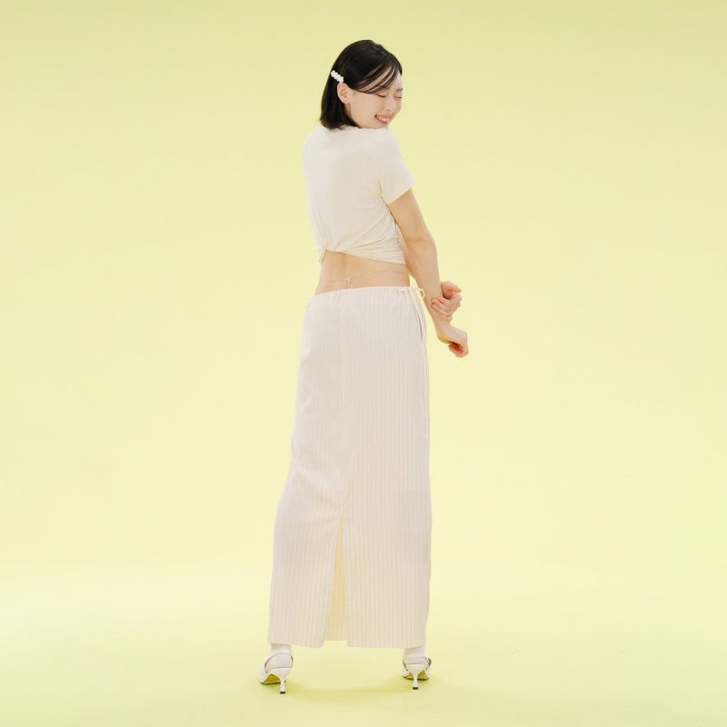 Rain stripe skirt (cream)