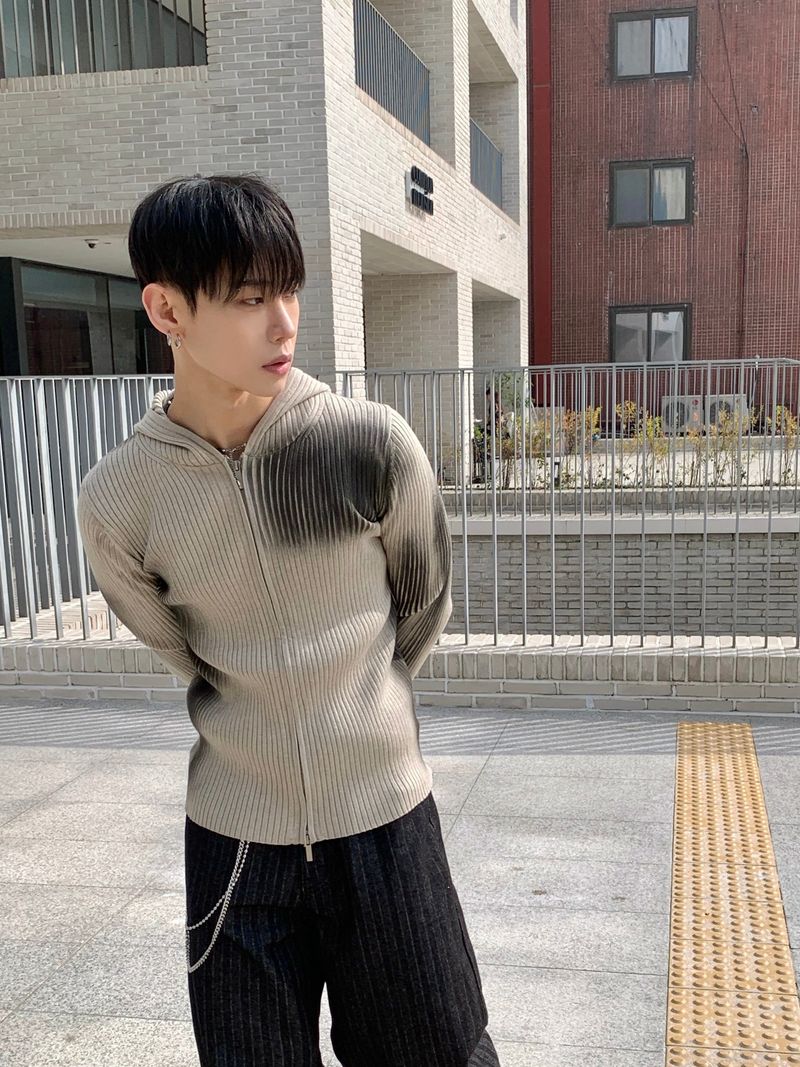 Kennen Spray Hooded Knit Zip-Up 2C
