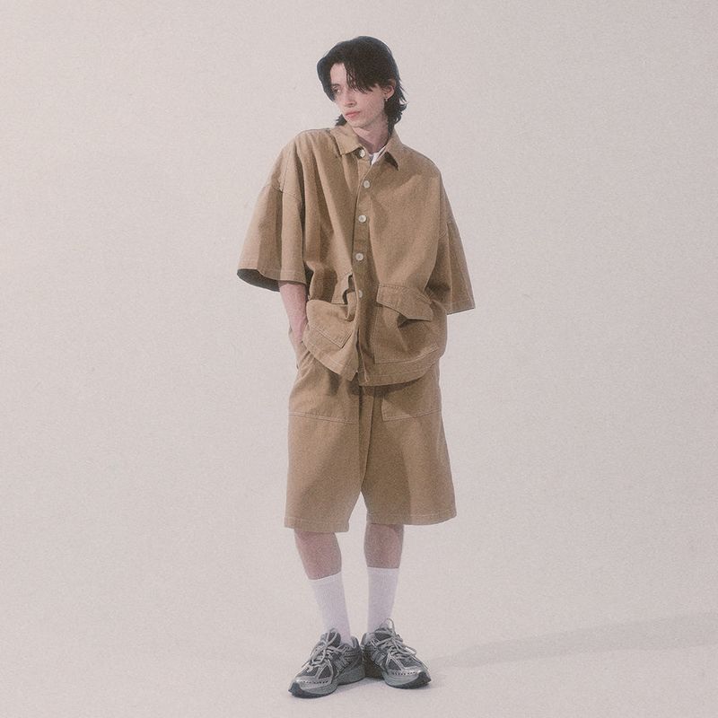 bio jacquard pocket shirts_beige
