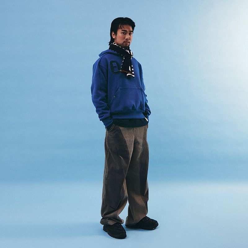 ストライプニットマフラー / Navy ivory