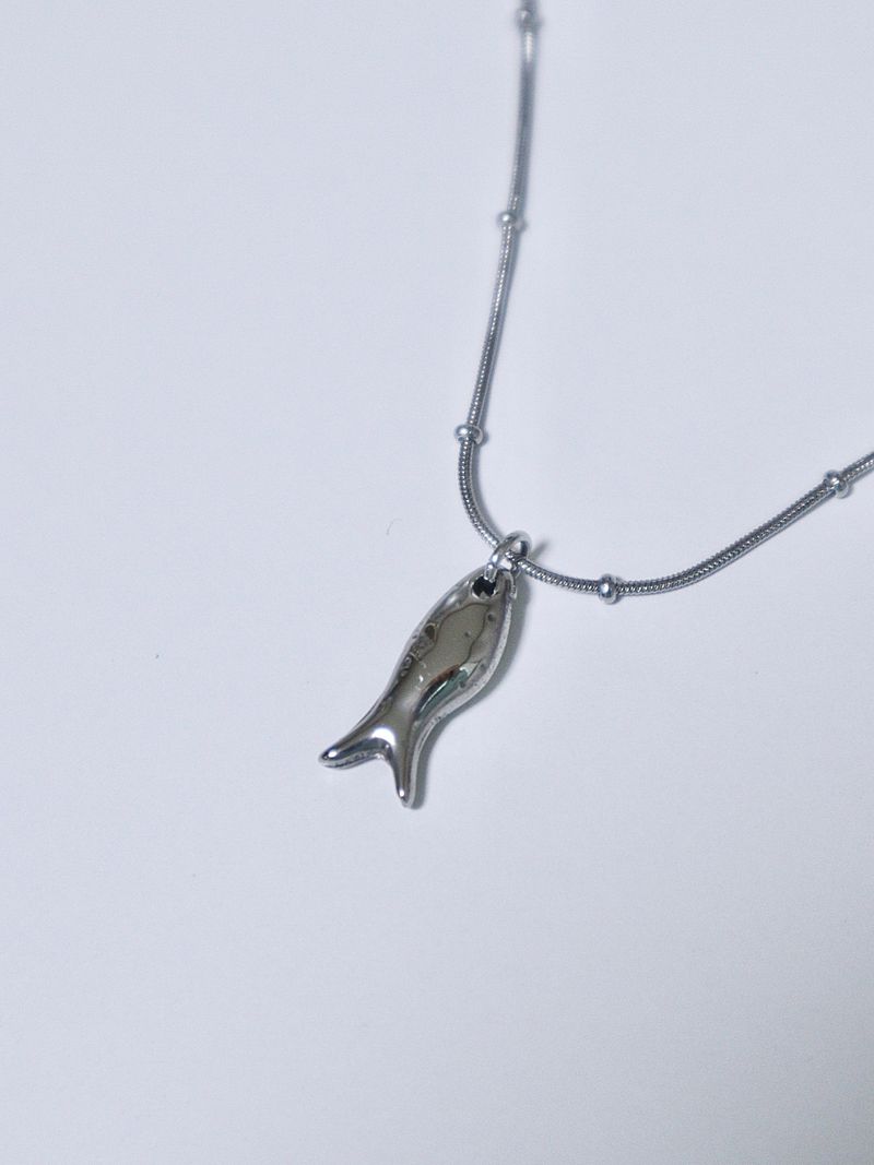 Surgical steel fish necklace