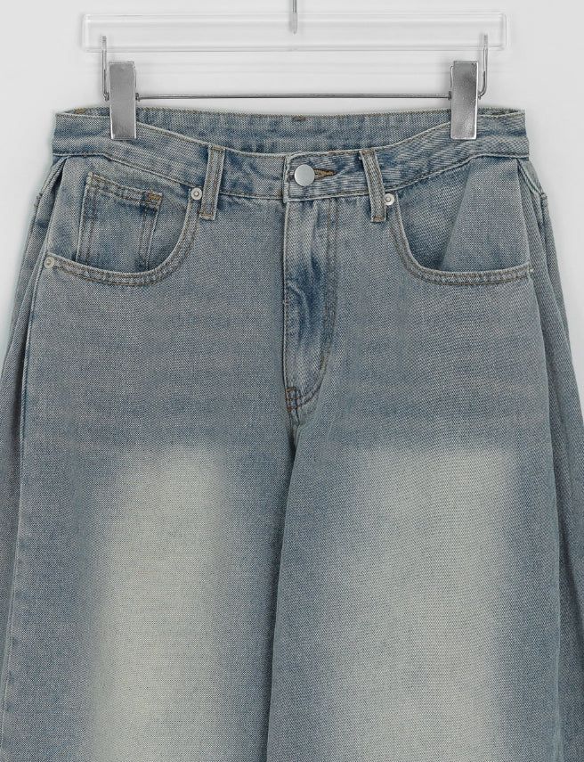 Dalt Side Pintuck Wide Denim Pants