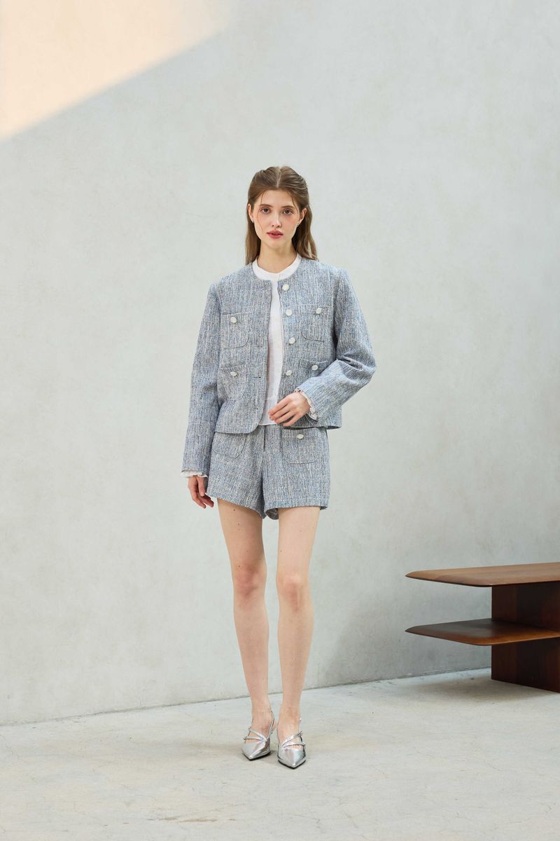 CHERISH TWEED SHORTS PANTS / SKY BLUE