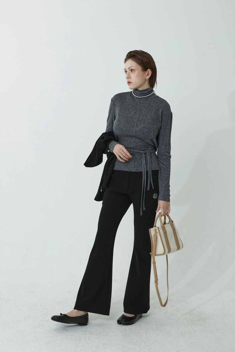 FLARE SPAN FLEECE-LINED PANTS_BLACK