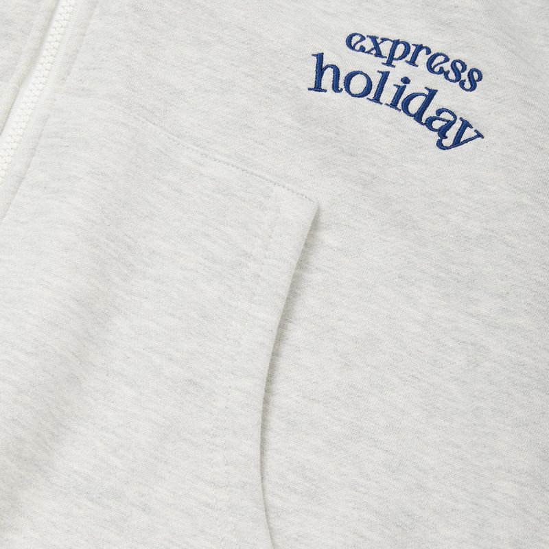 Side Logo 2Way Hood Zip-Up_Oatmeal