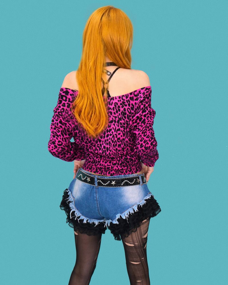 devil lace denim shorts