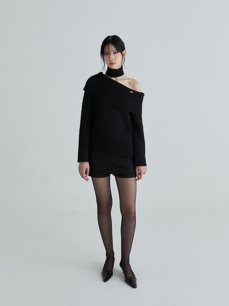 Muffler symbol knit set (Black)