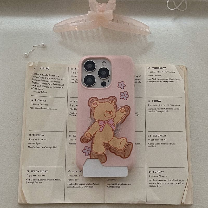 [Mademoment] bear embroidery design iphone card case