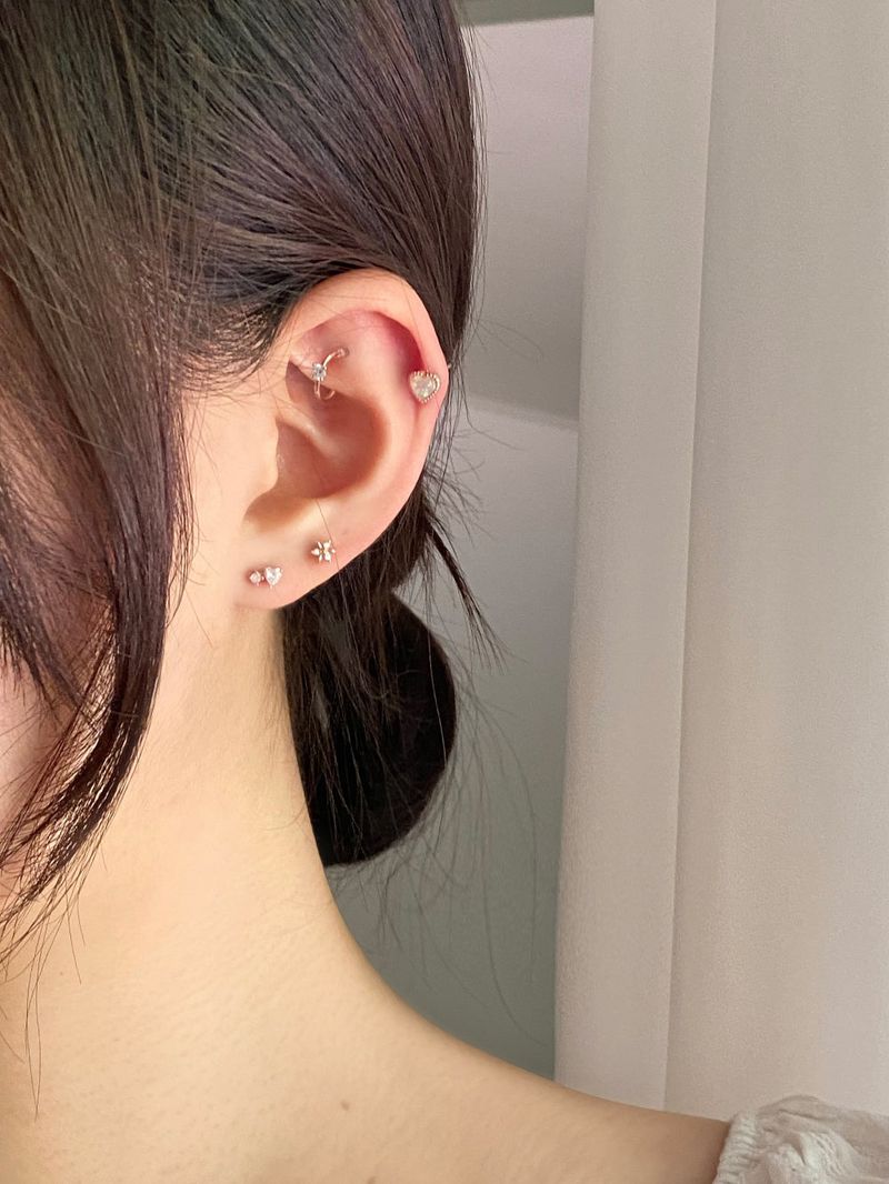 [4 set] pitch ring piercing set 