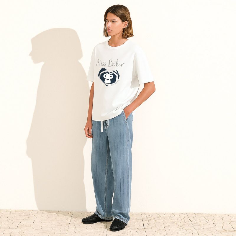 ハートバイカーTシャツ ホワイト / ネイビー(MAN)