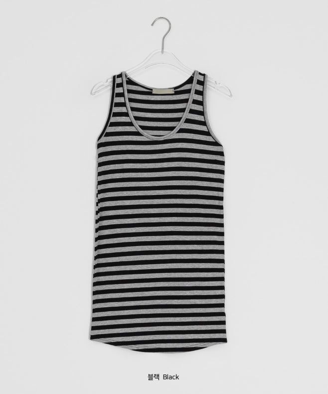 Casane Round Layered Stripe Long Sleeveless