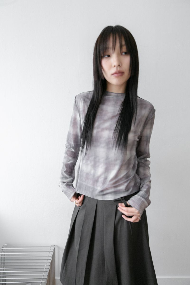 check overlock top(2colors)