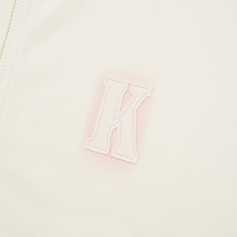 WORDING APPLIQUE HOODIE ZIP UP [IVORY]