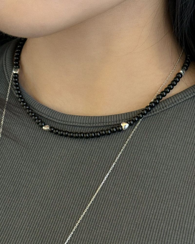 Noir heart choker necklace (silver)