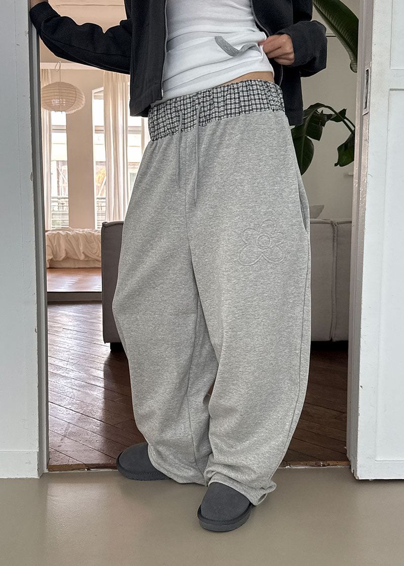 FLOWER CHECK BANDING PANTS