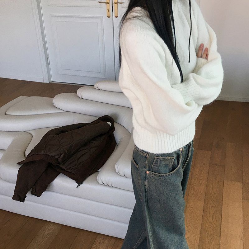 Adieu pastel gradation mix round long sleeve knit