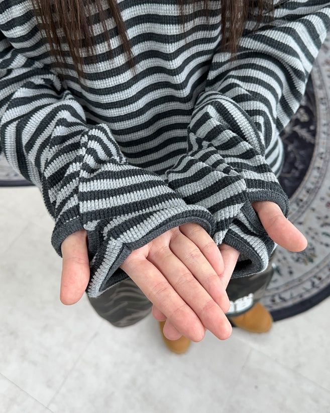 Iken Striped Waffle Crop Top