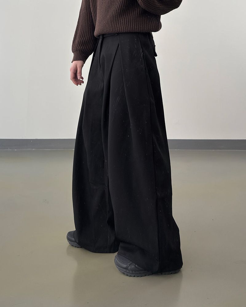Ian Double-Pleat Wide Slacks