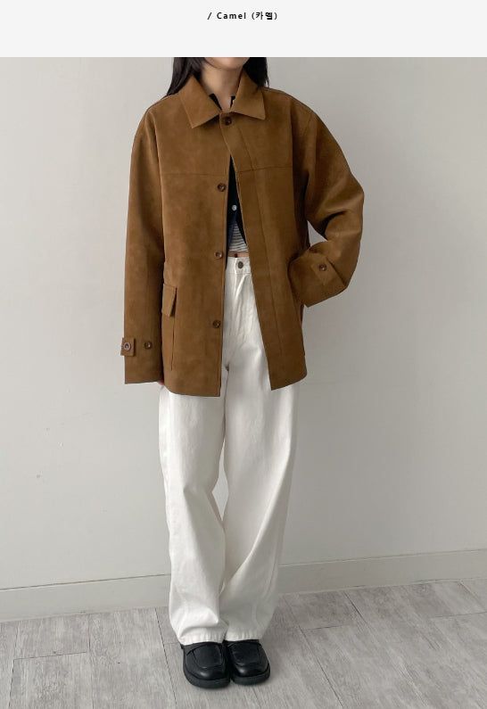 Nubuck String Overfit Leather Jacket