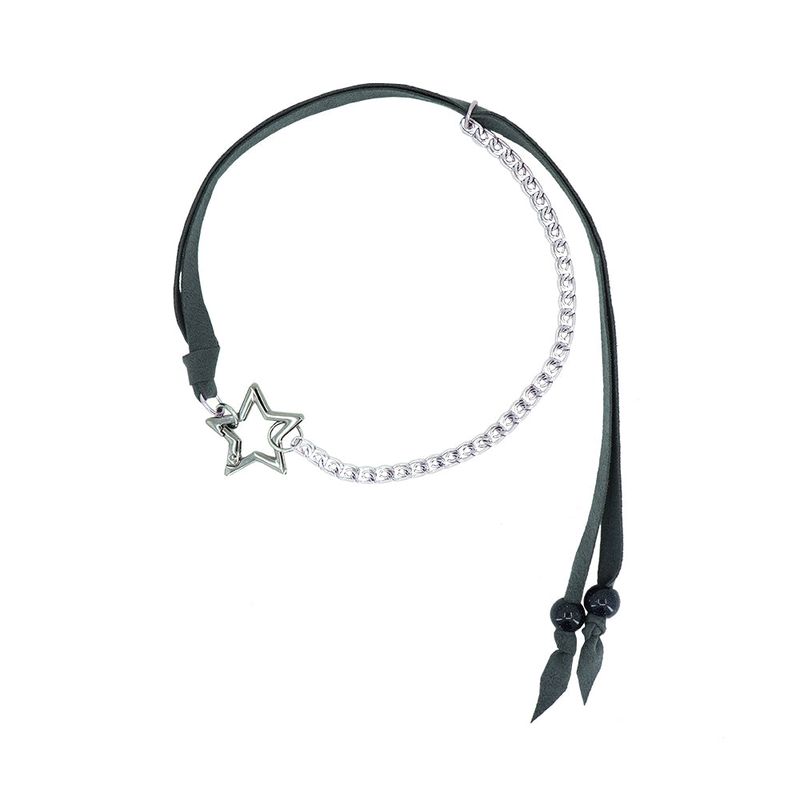 Star suede Necklace (Gray)