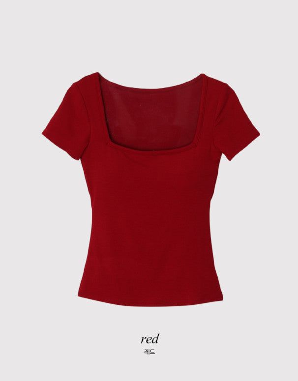 #Basic Square Cap Slim Short Sleeve T-shirt (5color)