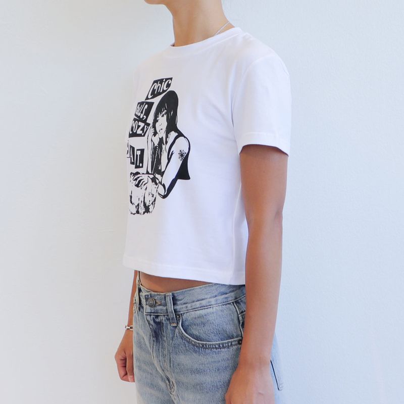 COZY CAT CROP T-SHIRT (WHITE)