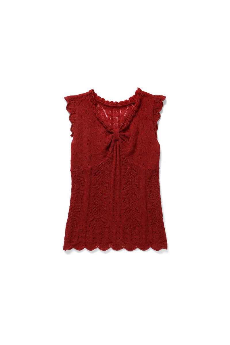 Ribbon sleeveless knit_red