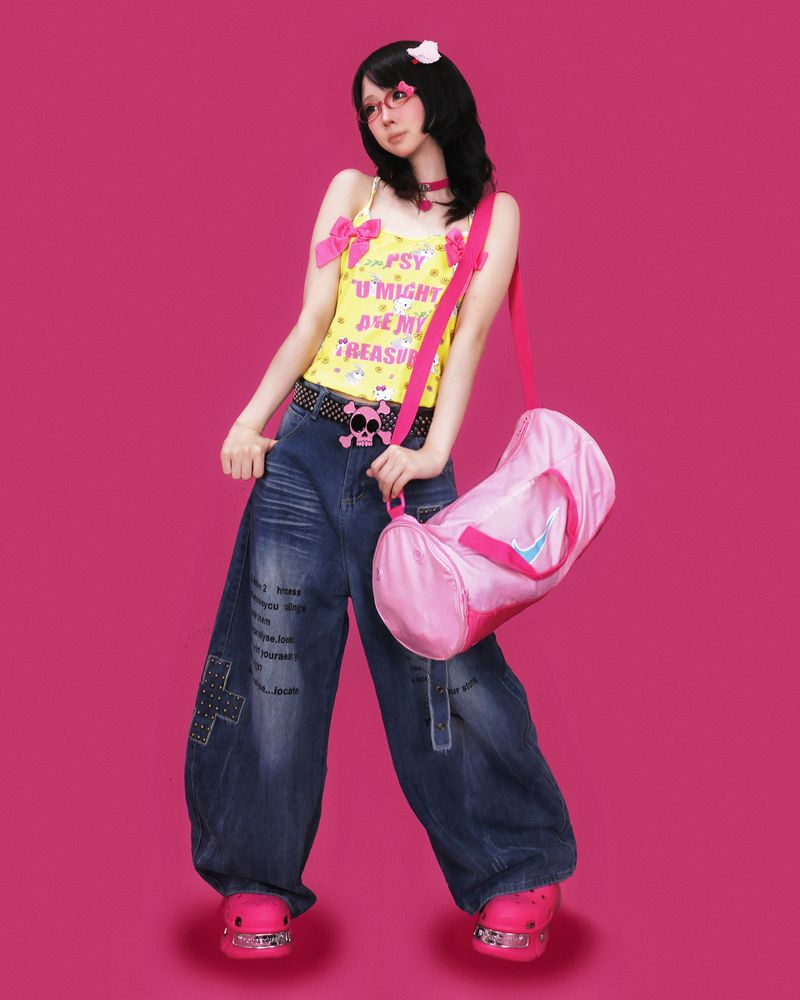 psycho stud denim pants