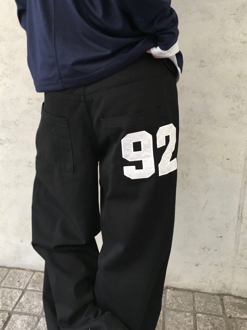 Numbering 92 Embroidered Cotton Wide Pants 3C