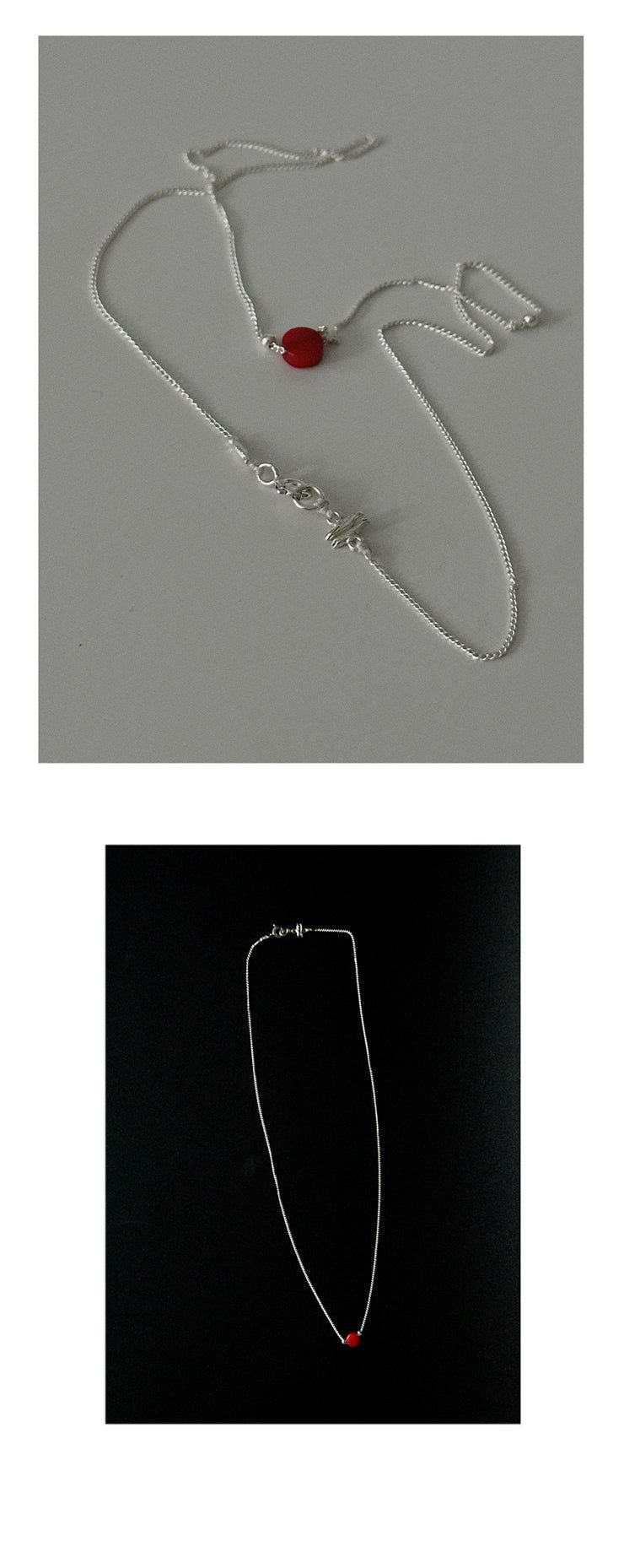 Coral Silverball Chain Necklace