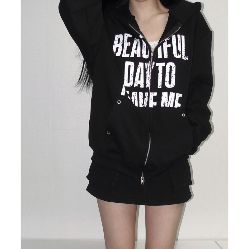 Street Lettering Two-Way Zip Hoodie