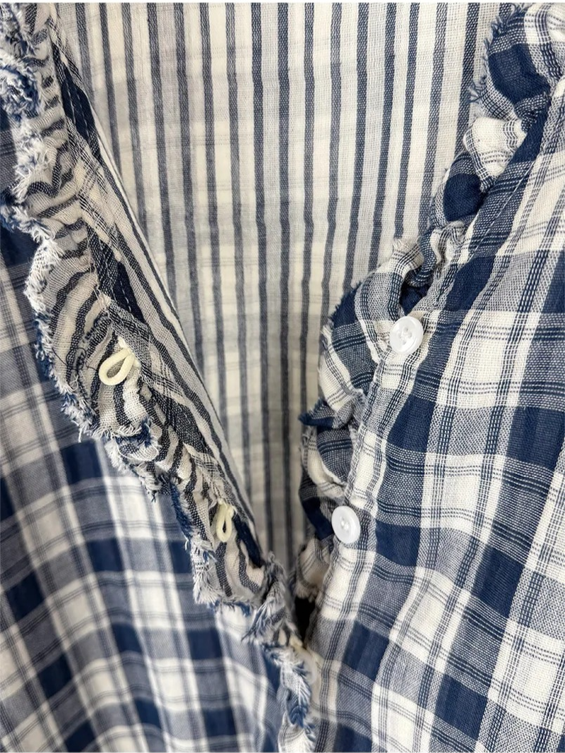 WASHED CHECK FRILL SHIRT (2C)